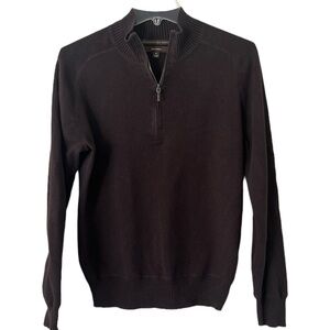 MERONA Cashmere Blend Quarter Zip Sweater Dark Brown Long Sleeves Size Small